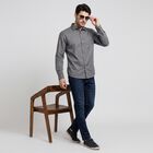 Men's Grey Casual Shirt, गहरा ग्रे, small