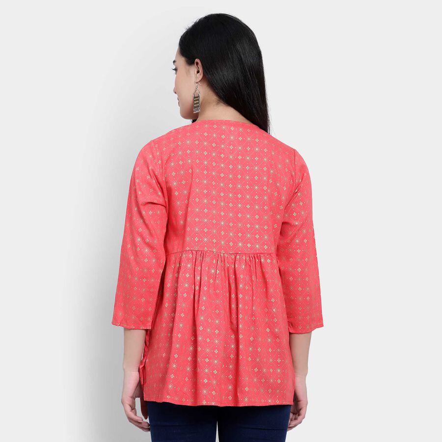All Over Print A Line Kurti, मूँगा (कोरल), large image number null
