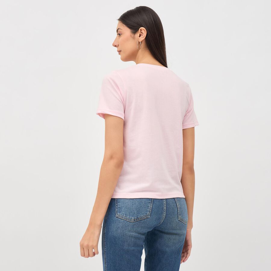 Women's Light Pink Round Neck T-Shirt, Light Pink, large image number null