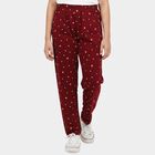 Girls Wine Straight Fit Heart Printed Pyjama, Wine, small