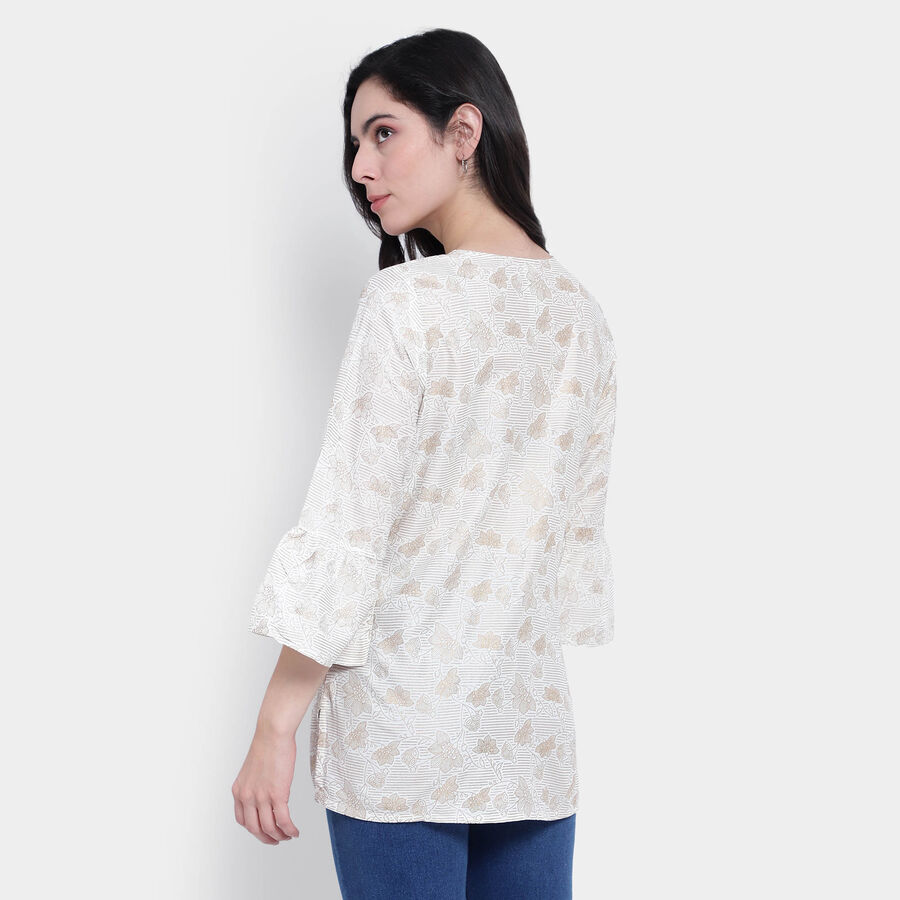 All Over Print 3/4th Sleeves Kurti, White, large image number null