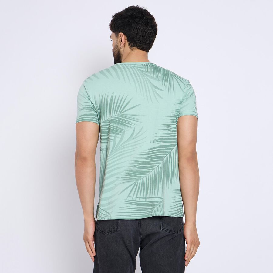 Men's 100% Cotton Round Neck Half Sleeves T-Shirt , Aqua, large