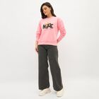 Women's Bright Pink Crew Neck Graphic Sweatshirt, गुलाबी, small image number null