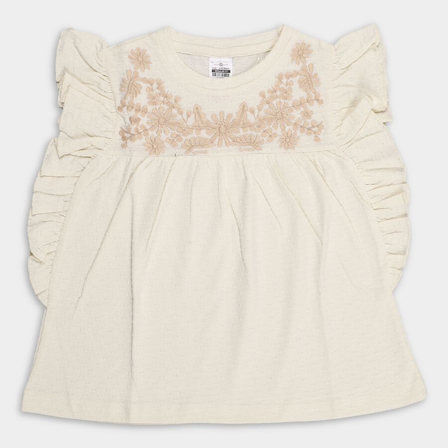 Girls' 100% Cotton T-Shirt, ऑफ व्हाइट, large image number null