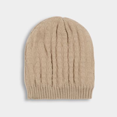Boys' Soft Beige Knitted Beanie Cap