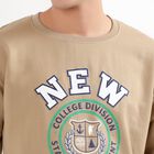 Men's Beige Crew Neck Graphic Sweatshirt, Beige, small image number null