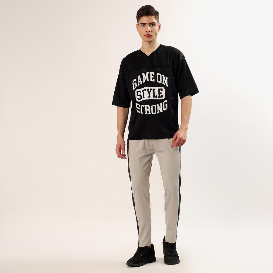 Men's Black V-Neck Athleisure Drifit T-Shirt, Black, large