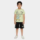 Boys Light Green 100% Cotton Round Neck Graphic Printed Baba Suit, Light Green, small