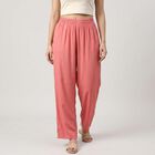 Women's Pink Regular Fit Elastic Waist Palazzos, गुलाबी, small