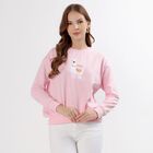 Women's Light Pink Crew Neck Casual Sweatshirt, गुलाबी, small image number null