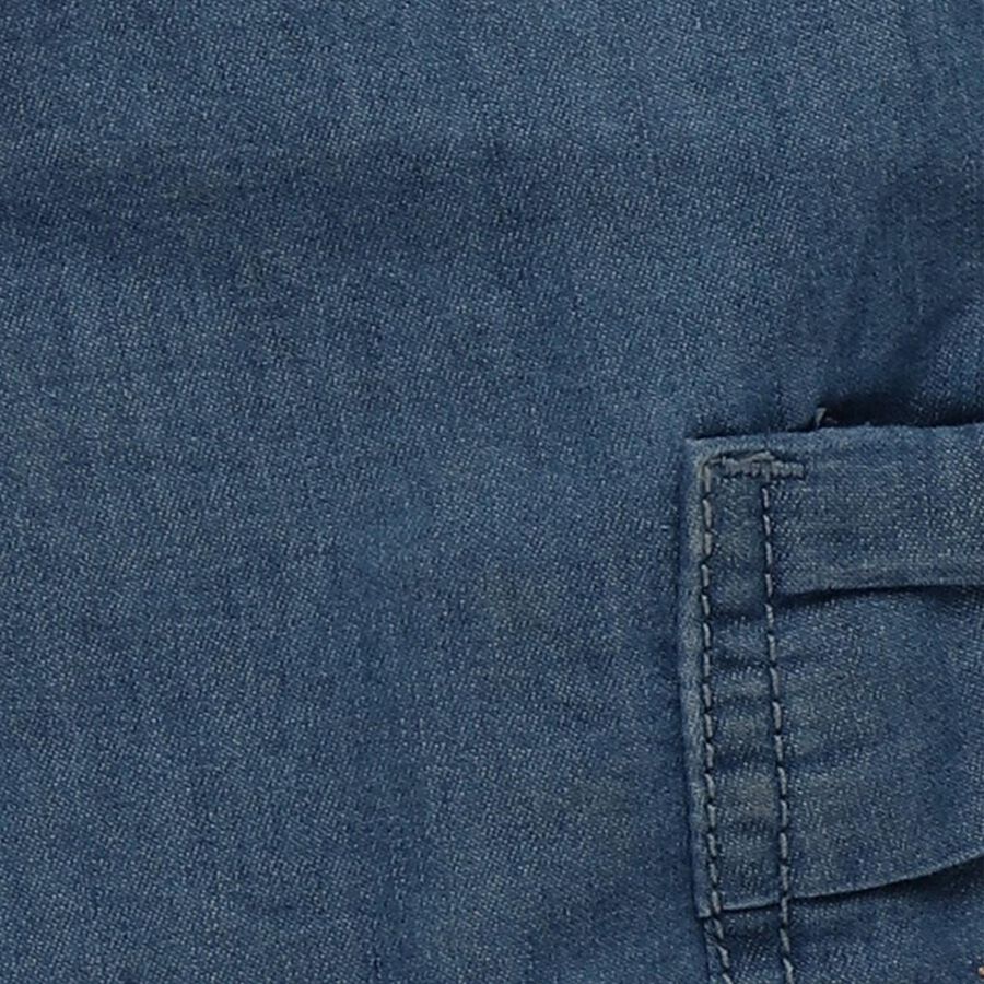 Girls' Blue Jogger Fit Embroidered Cargo Jeans, Mid Blue, large