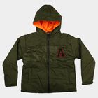 Boys Olive Green Hooded Puffer Jacket, Olive, small