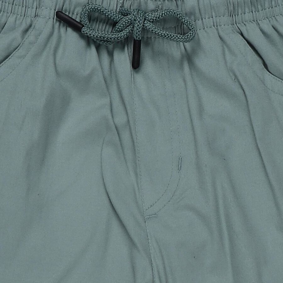 Boys' Light Green Cotton Regular Fit Trousers, Light Green, large