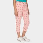 Girls Pink Straight Fit Printed Capri, गुलाबी, small