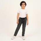 Boys' Washed Black Regular Fit Elastic Waist Jeans, गहरा ग्रे, small image number null