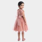 Girls' Pink Fit and Flare Bow Detail Party Wear Frock, Light Pink, small