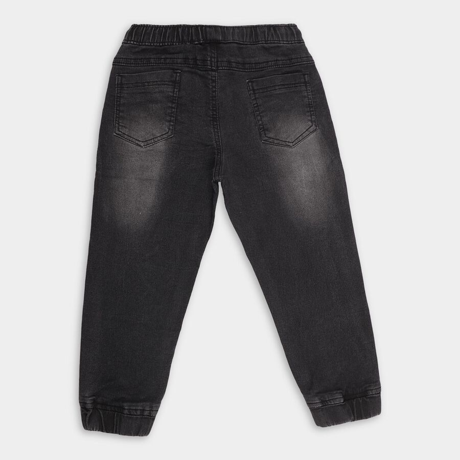 Boys Faded Charcoal Black Regular Fit Elastic Waist Jeans, Black, large image number null