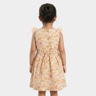 Girls' Beige Floral Printed Fit and Flare Frock, Beige, small