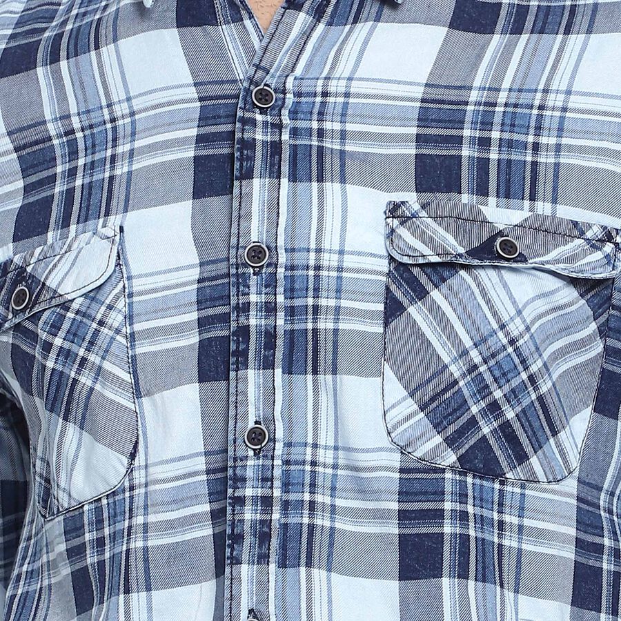 Cotton Checks Casual Shirt, Light Blue, large image number null