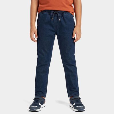 Boys' Navy Blue Straight Fit Drawstring Waist Jeans