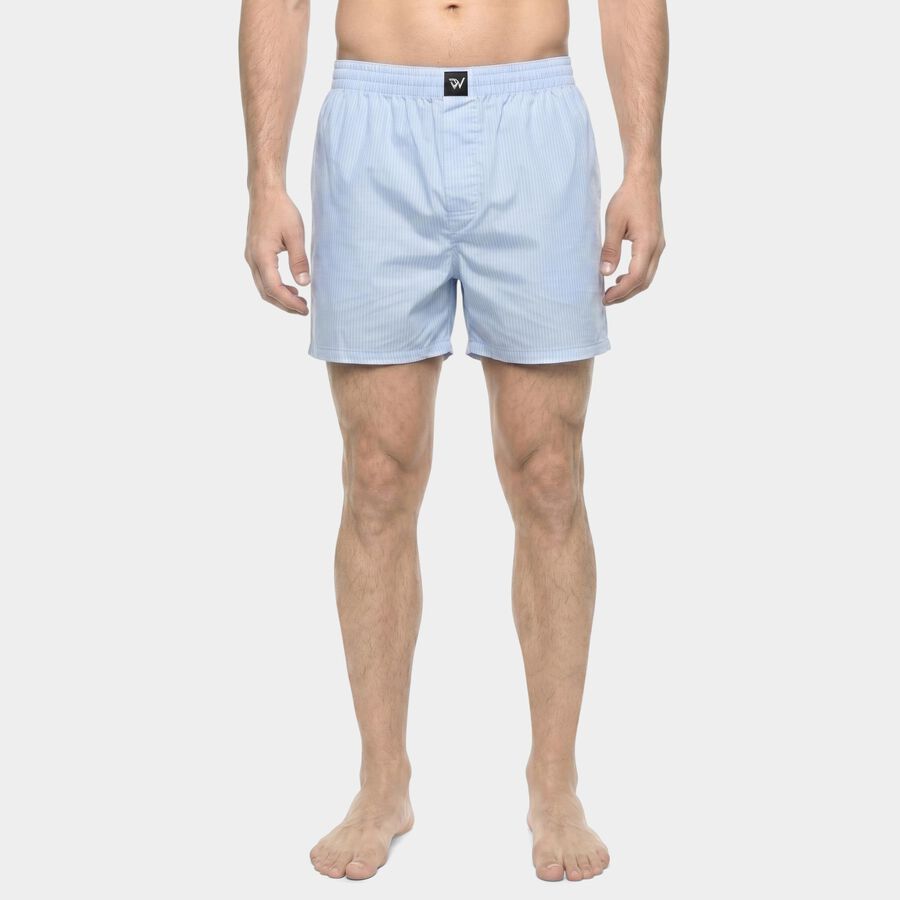 Men's Light Blue Classic Fit Striped Boxers, Light Blue, large