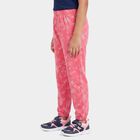 Girls' Pink Jogger Fit Floral Printed Pyjama, रानी (फ्यूशिया), small