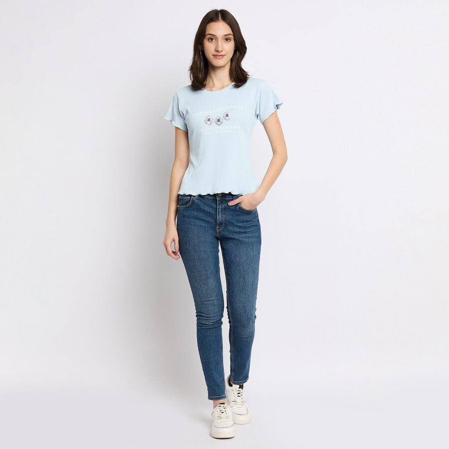 Ladies' Round Neck T-Shirt, Light Blue, large image number null