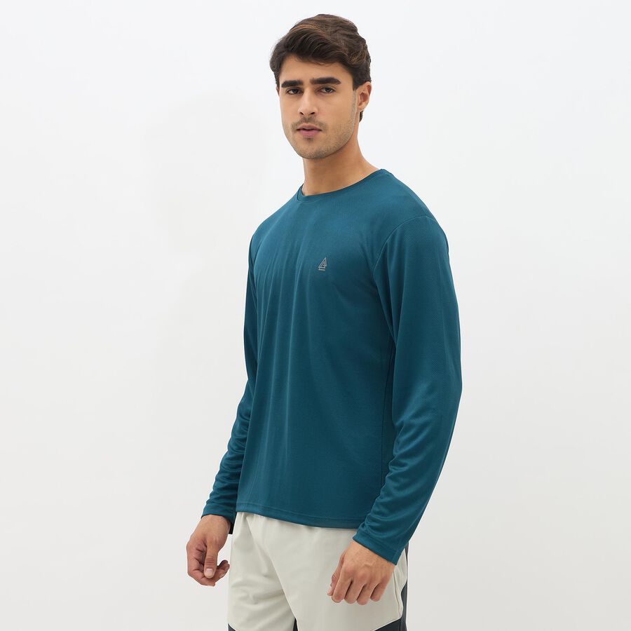 Men's Deep Teal Crew Neck Casual T-Shirt, टील ब्लू, large image number null