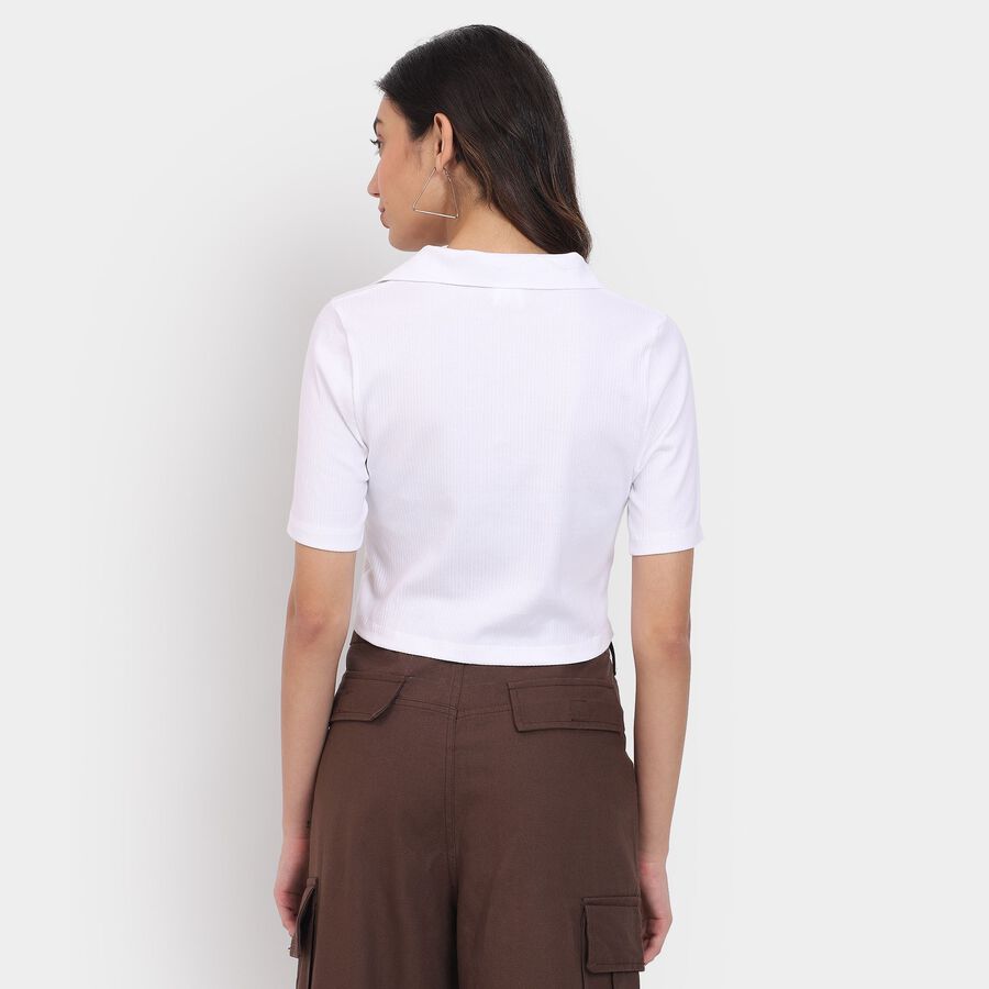 Ladies'  Crop  Top, सफ़ेद, large image number null