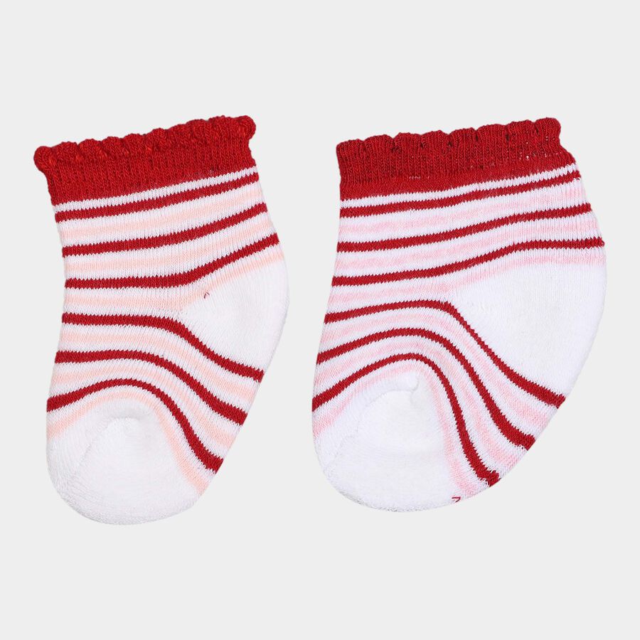 Infants Cotton Stripes Socks, White, large image number null