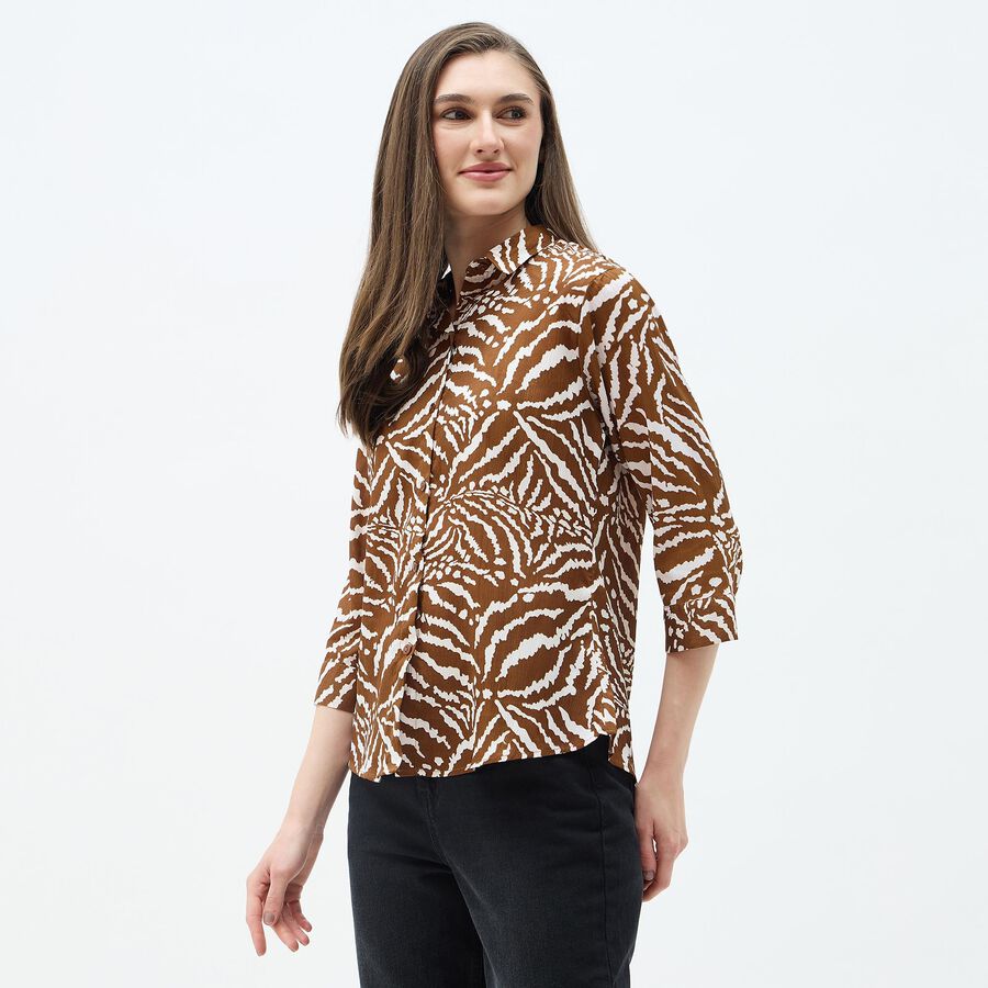 Women's Rich Chocolate Brown Classic Shirt, Brown, large