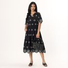 Women's Black Cotton Collar Neck Casual Shirt Dress, Black, small