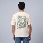 Men's Ecru Melange Cotton Round Neck Casual T-Shirt, Ecru Melange, small