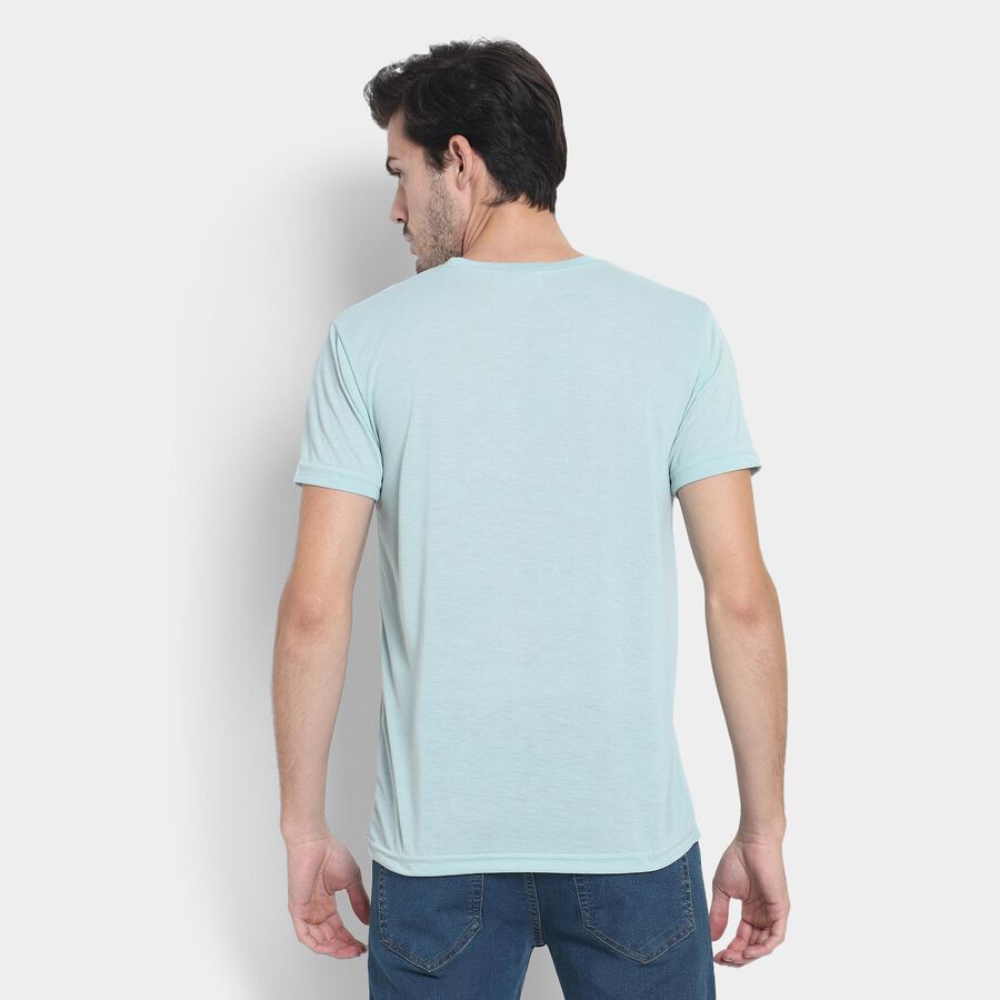 Men's Round Neck Half Sleeves T-Shirt , एक्वा, large image number null