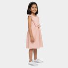 Girls' Light Pink Cotton Blend Sleeveless A-Line Frock, Light Pink, small