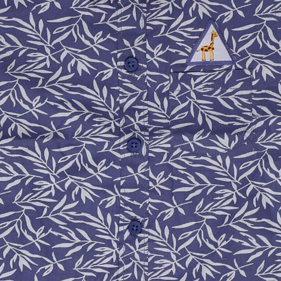 Infants Royal Blue Cotton Half Sleeve Classic Collar Casual Shirt, रॉयल ब्लू, large