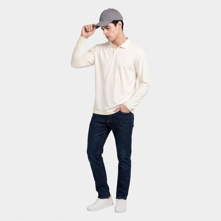 Men's White Crew Neck T-Shirt, Off White, large