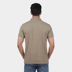 Men's Beige Cotton Polo Neck Classic T-Shirt, Beige, small