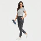 Women's Black Jogger Fit Cargo Track Pants, काला, small