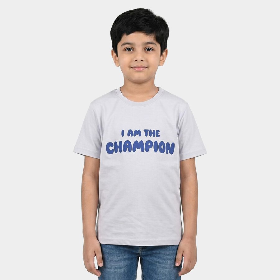 Boys Light Blue Crew Neck Regular Boys T-Shirt, हल्का नीला, large