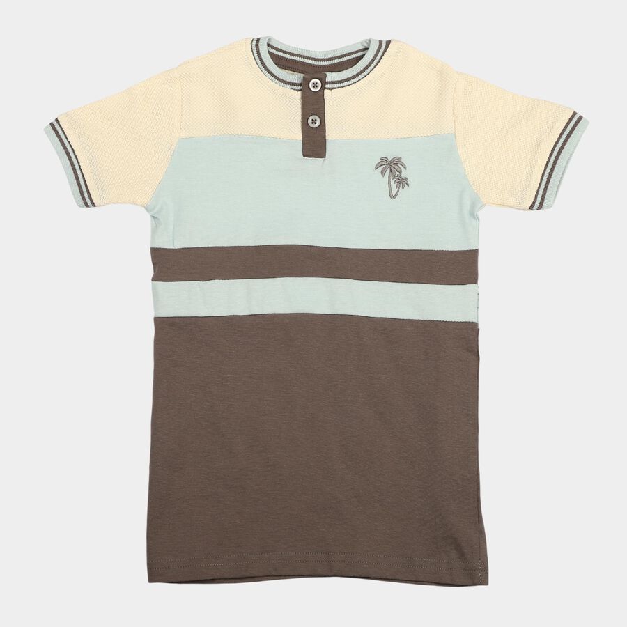 Boys' Half Sleeves T-Shirt, चारकोल, large