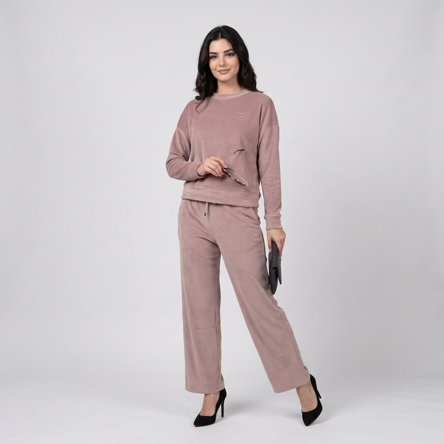 Women's Light Pink Velour Track suit, Light Pink, large
