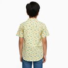 Boys Light Yellow Cotton Half Sleeve Mandarin Collar Casual Shirt, Yellow, small image number null