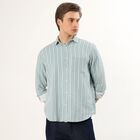 Men's Muted Olive Green Cotton Full Sleeve Classic Casual Shirt, ओलिव, small