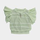 Girls' Light Sage Green Peter Pan Collar Romantic T-Shirt, Light Green, small