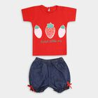 Infant Girls' 100% Cotton Short Set , लाल, small image number null