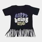 Girls' T-Shirt, Navy Blue, small