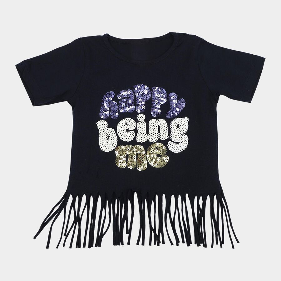 Girls' T-Shirt, Navy Blue, large