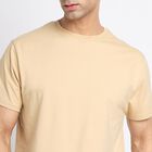 Men's Round Neck Half Sleeves T-Shirt, Beige, small image number null