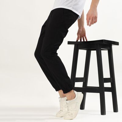 Men's Jet Black Slim Fit Elasticated Casual Trousers